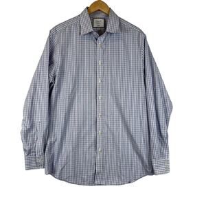 Charles Tyrwhitt Navy Purple Mens 16.5-36 Plaid‎ Non-Iron Slim Fit Dress Shirt